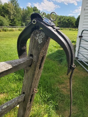 Black Leather Padded Saddle with Patent on top - Pony