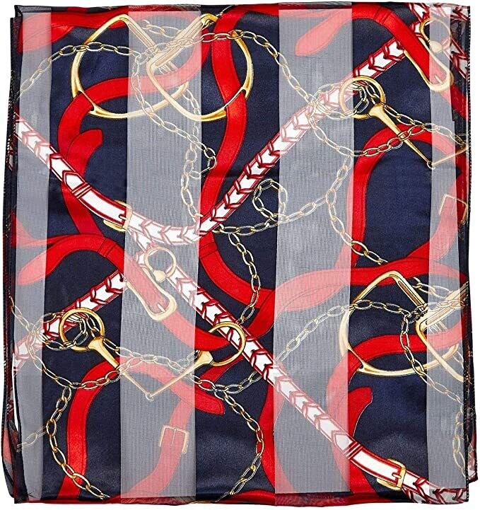 Scarf - Red Straps on Navy