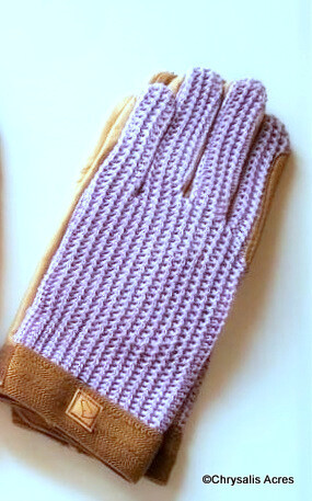 Womens Horseshoe Crochet Back Gloves With Leather Palm