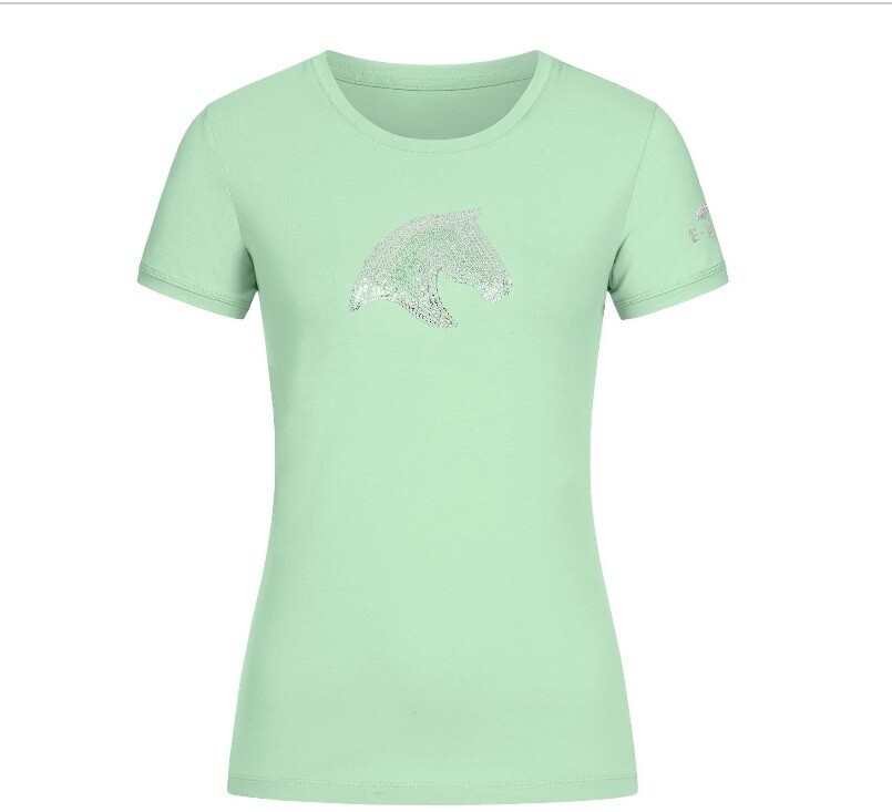 T-Shirt- ELT Sequin Horsehead, Size: Large, Color: Pastel Green