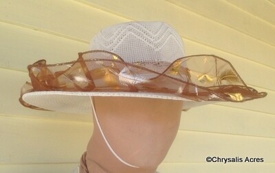 White Straw Hat - Copper Accent