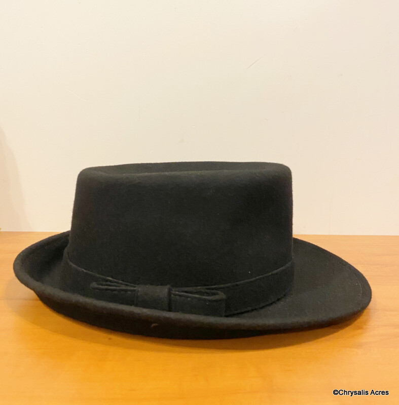 Black Wool Flat-top Hat