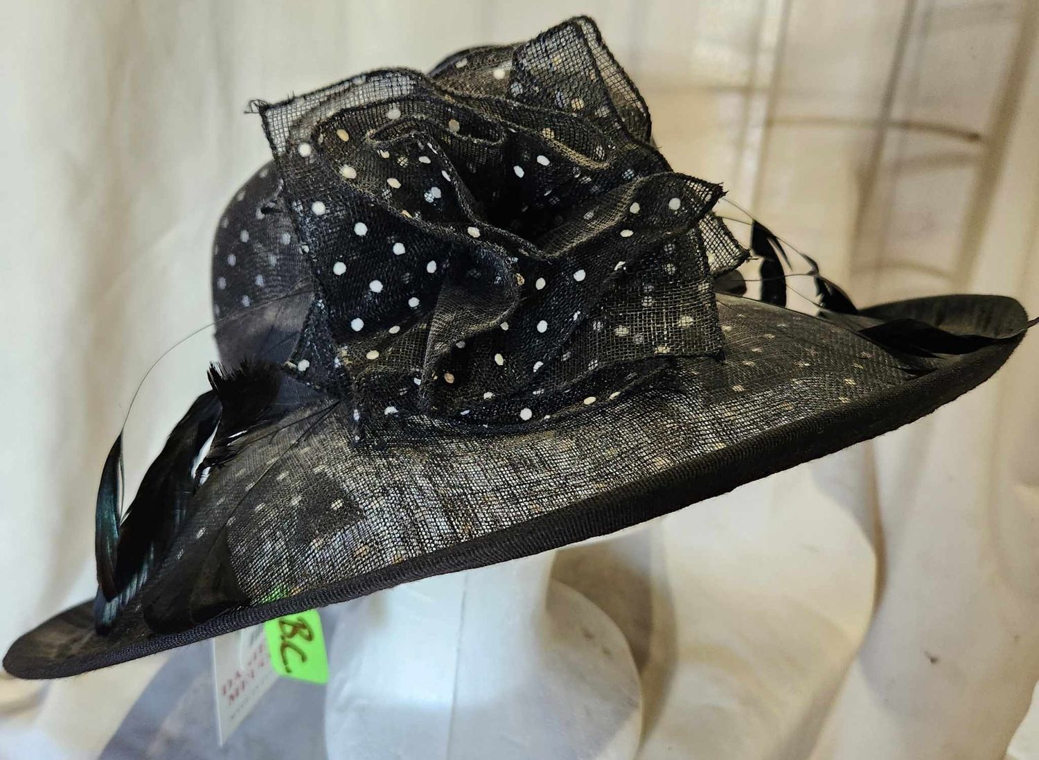 Black Polka Dot Sinamay Hat