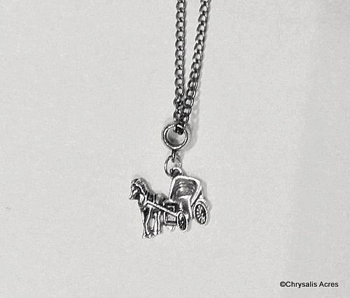 Horse and Carriage Necklace, Style: Chain