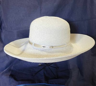 White Straw Hat with Silver Belt