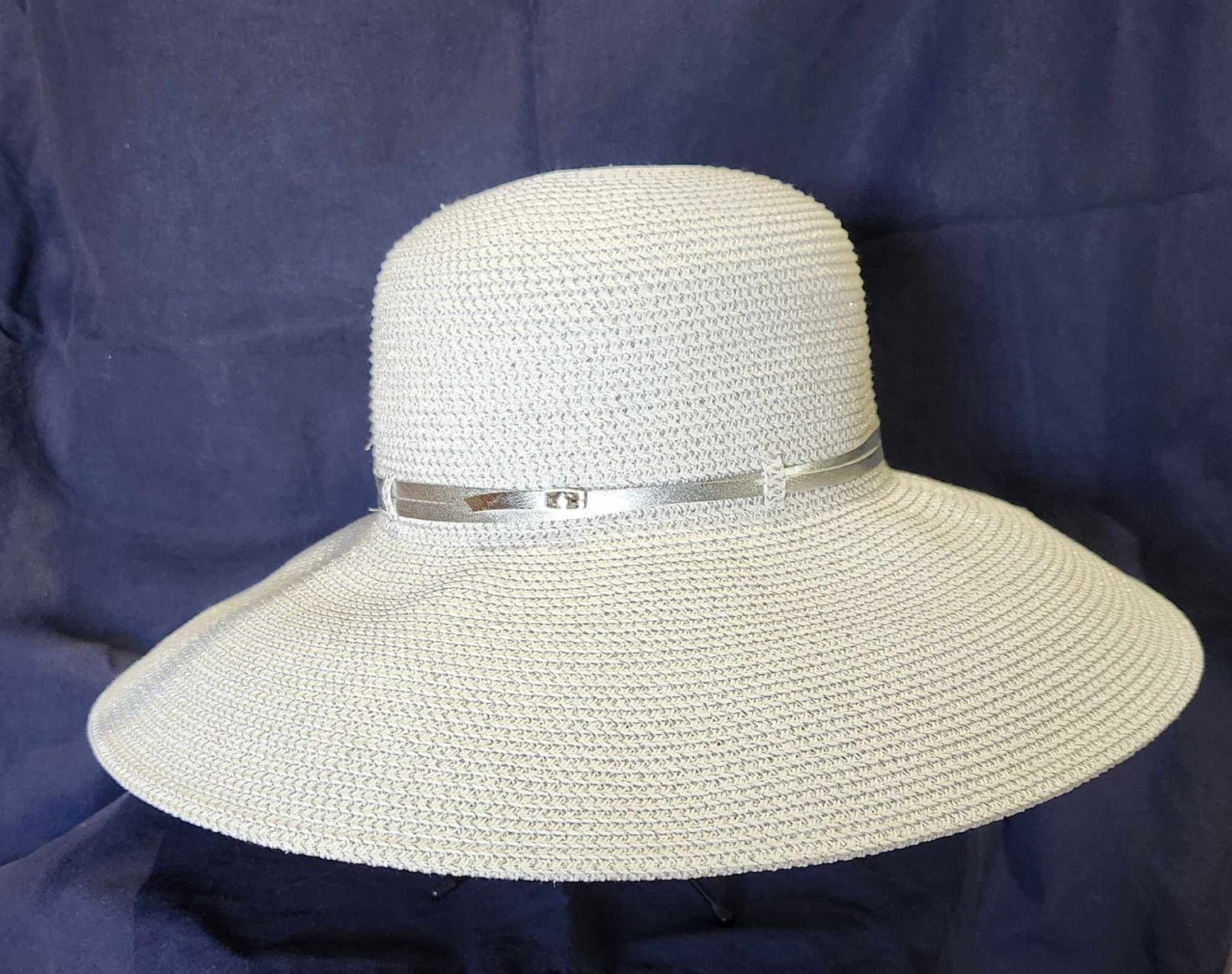 White Straw Hat with Silver Belt