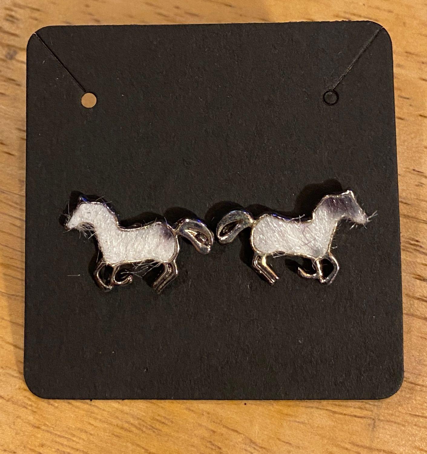 Galloping Horse Earrings, Color: Black &amp; White