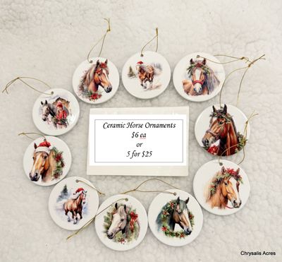 Ceramic Horse Christmas Ornaments