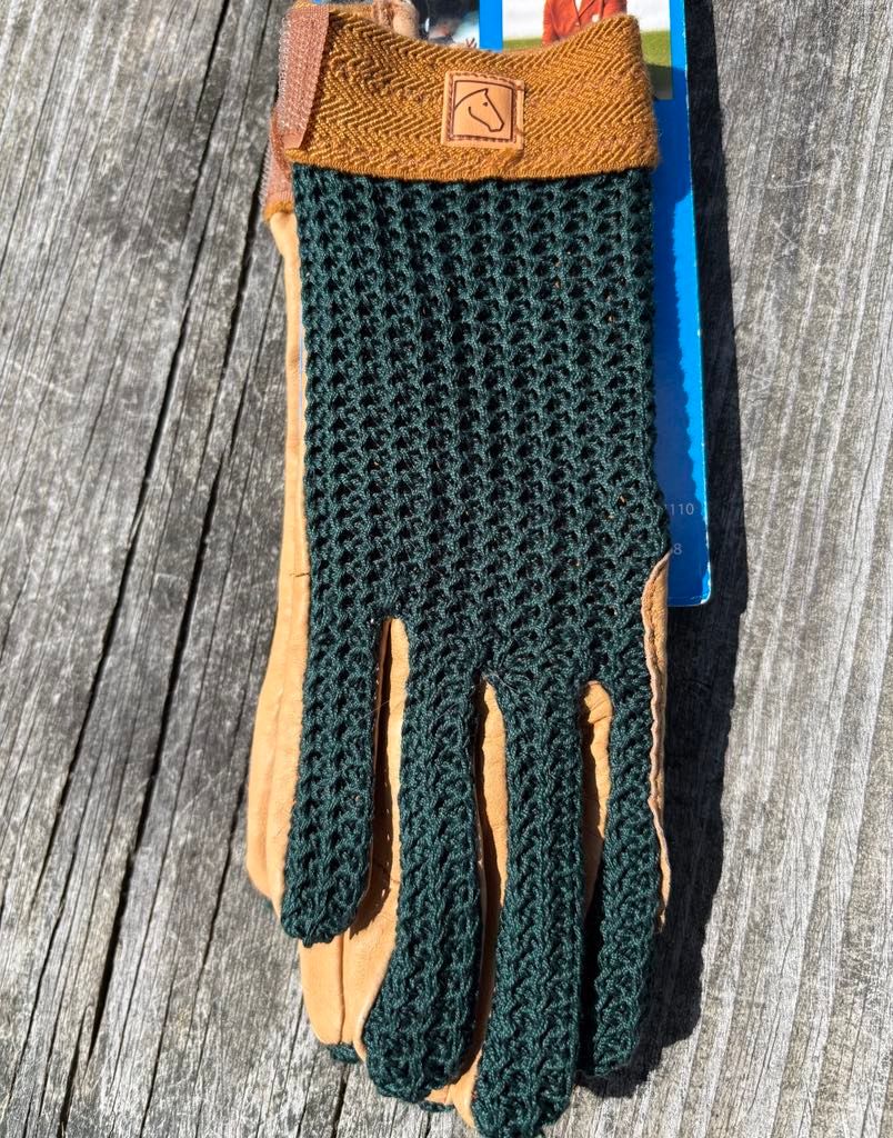 Crochet Back Gloves, Size: 6, Color: Green