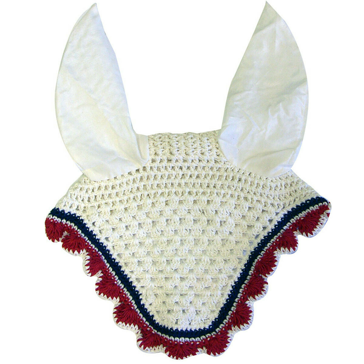 White w/Red &Blue Ear Bonnet