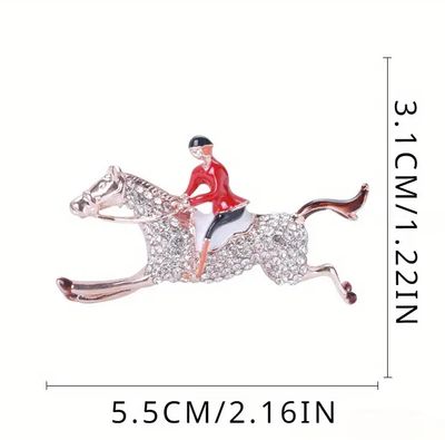 Crystal Horse and Rider Brooch Pin
