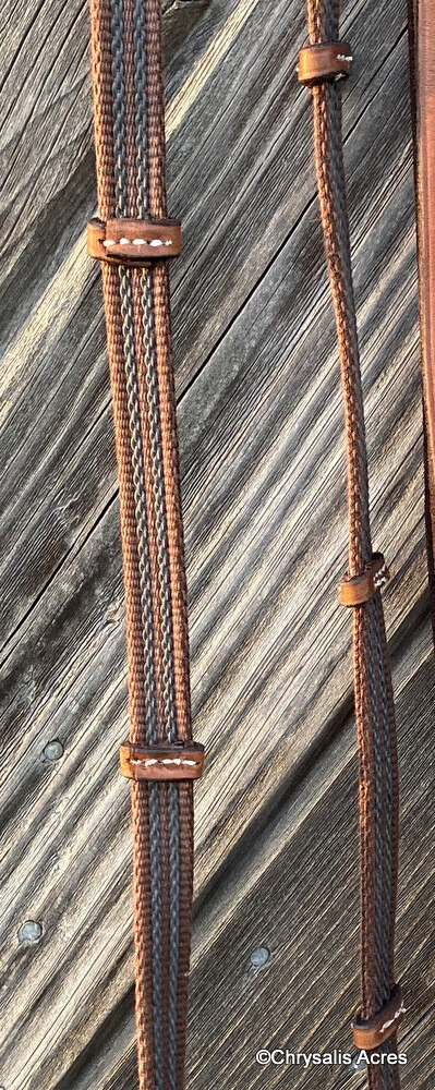 Driving Reins - Leather w/Stops on English Web w/grip