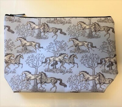 Blue Toile Horses Toiletry Bag