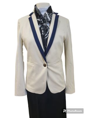 Cream Jacket with Navy Trim - Size 10