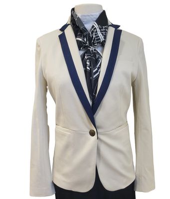Eggshell Jacket with Navy Trim 10