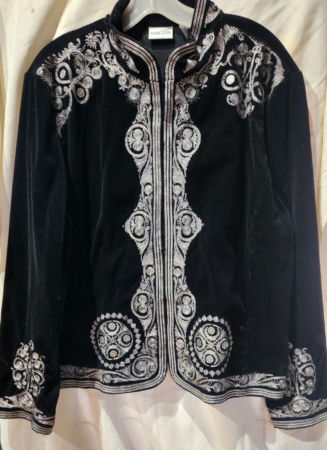 Jacket - Black corduroy with Silver  2X