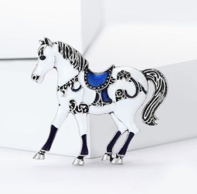 Fancy White Horse Pin
