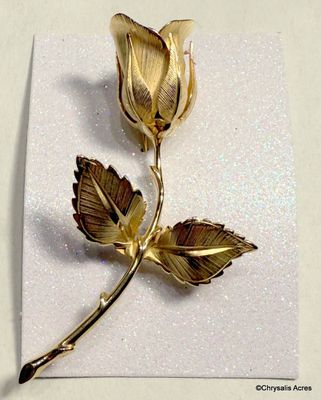Giovanni Gold Rose Stem Pin