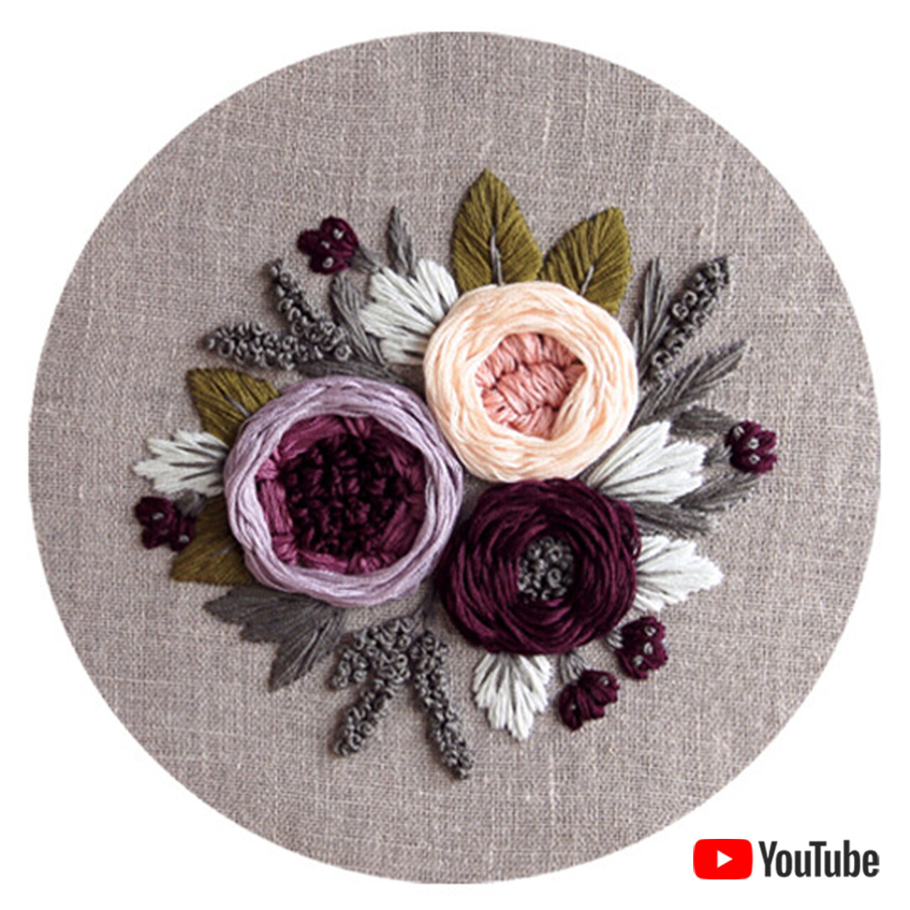 Схема для вышивки+ видео урок "Фиолетовые и персиковый пионы"