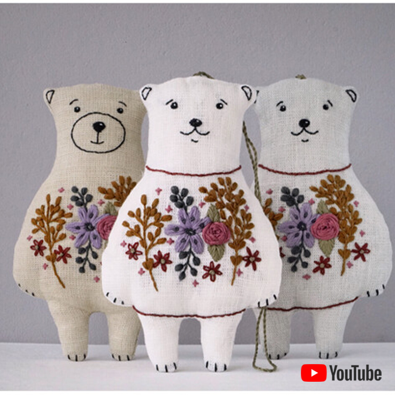 Схема для вышивки+ видео урок "Льняная игрушка Медведь"