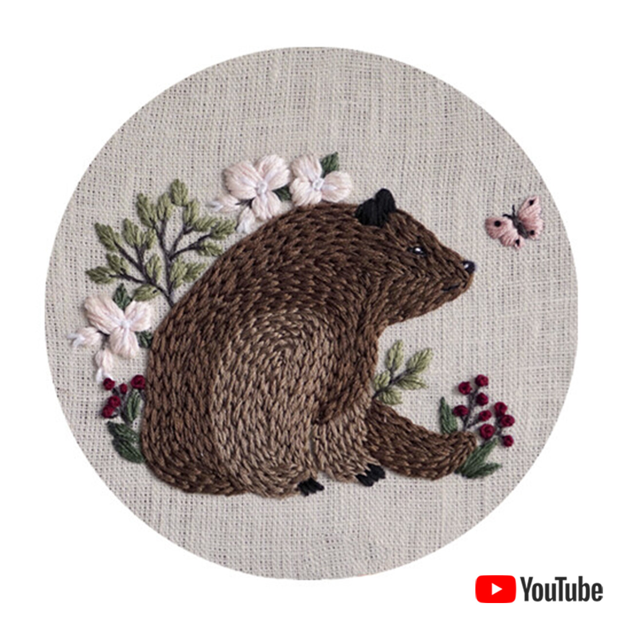 Схема для вышивки+ видео урок "Медведь и бабочка"