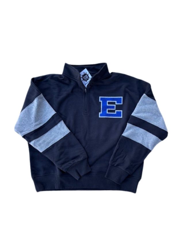 PTO- Black Ladies Stripe Quarter Zip GLITTER PRINT