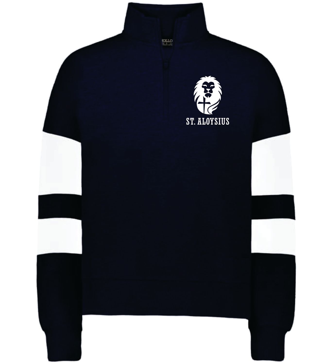 St. Als- GLITTER PRINT Boxy Strip Quarter Zip LADIES FIT