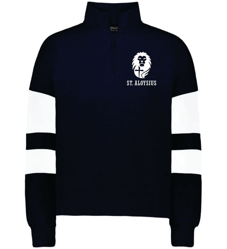 St. Als- GLITTER PRINT Boxy Strip Quarter Zip LADIES FIT