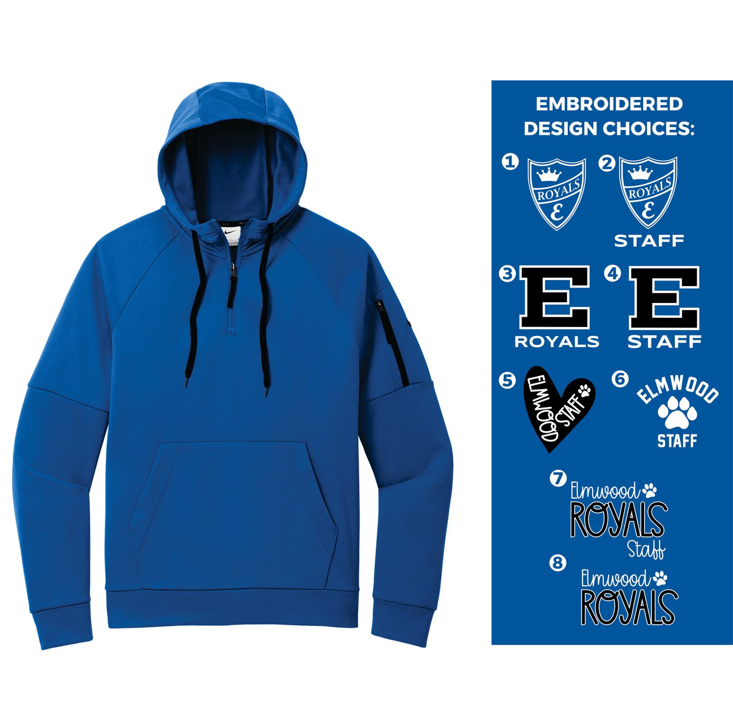 Elmwood Staff- NIKE Moisture Wicking Hooded 1/2 Zip