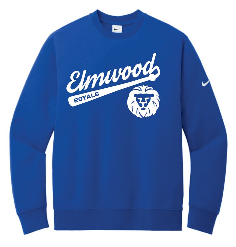 Elmwood Baseball- NIKE Club Crewneck Design 1