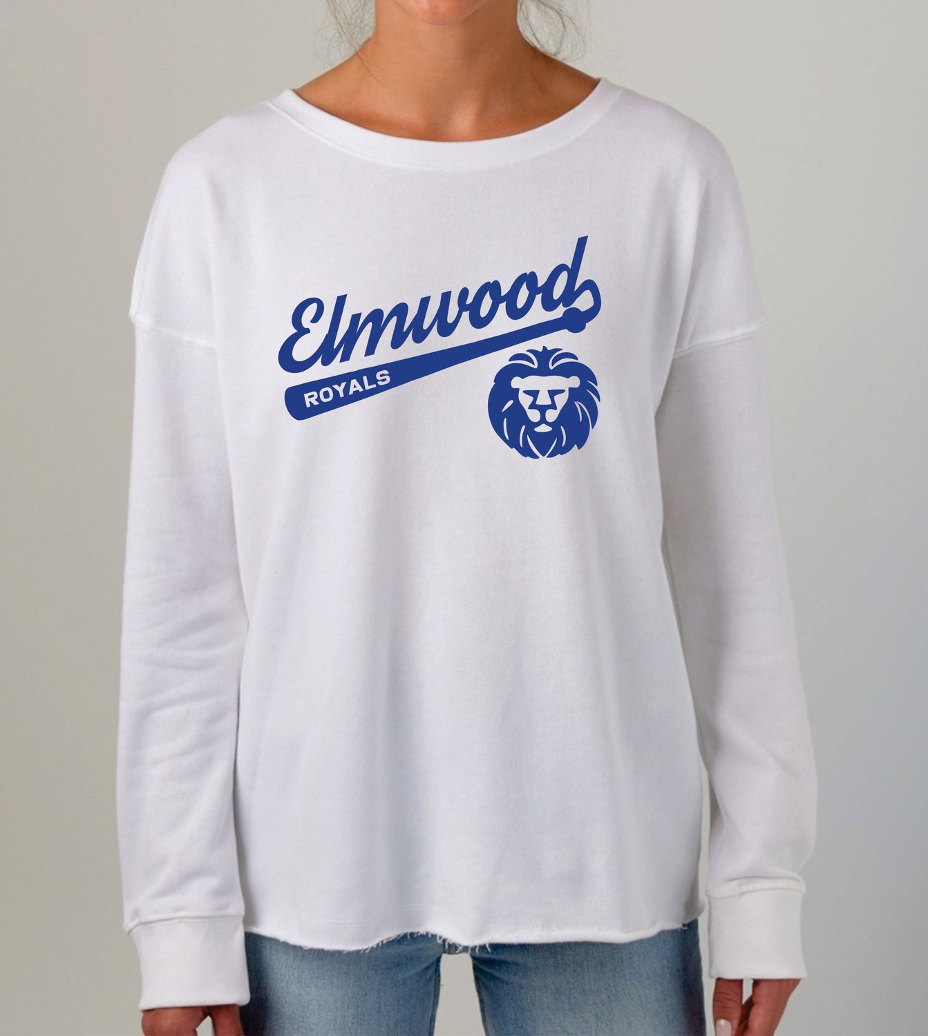 Elmwood Baseball- ENZA Ladies Lightweight Beach Crew Design 1