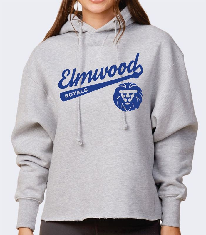 Elmwood Baseball- ENZA Ladies Boxy Hood Design 1