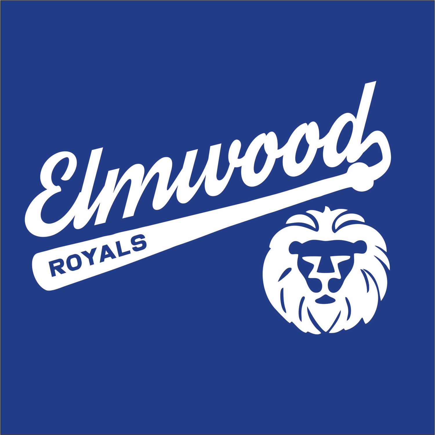 Elmwood Baseball- ROYAL Screen-Printed Apparel Design 1