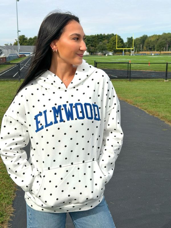 Elmwood Polka Dot Hoodie- WHITE