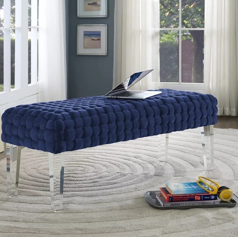Velvet Bench in Navy