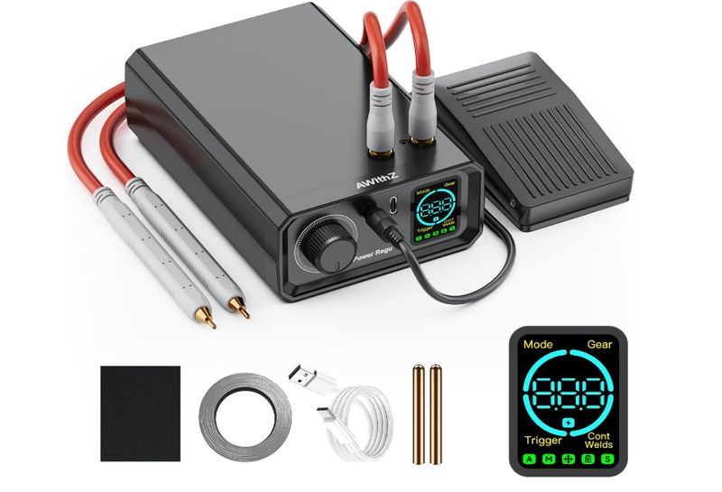 AWithZ UK1 9000W Portable Battery Spot Welder – Lithium Battery Pack Builder for 18650/21700 E-Bike Batteries (0.1-0.3mm Nickel Welding)