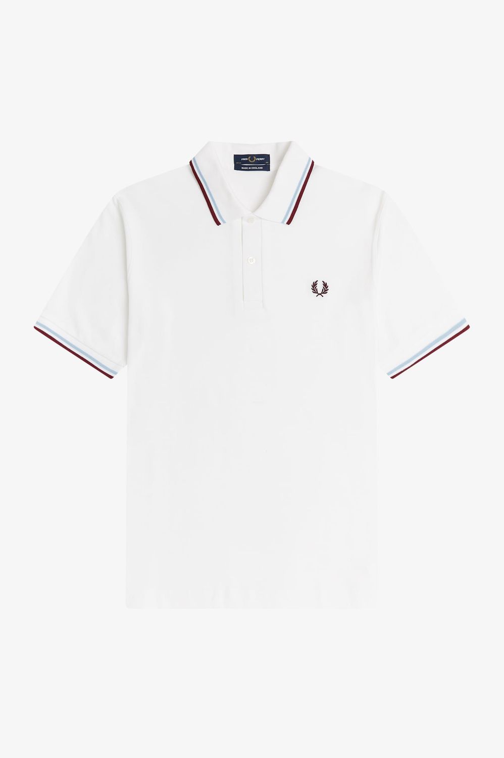 FRED PERRY- Polo Fred Perry Blanco / Hielo / Granate FRED PERRY- Polo Fred Perry Blanco / Hielo / Granate