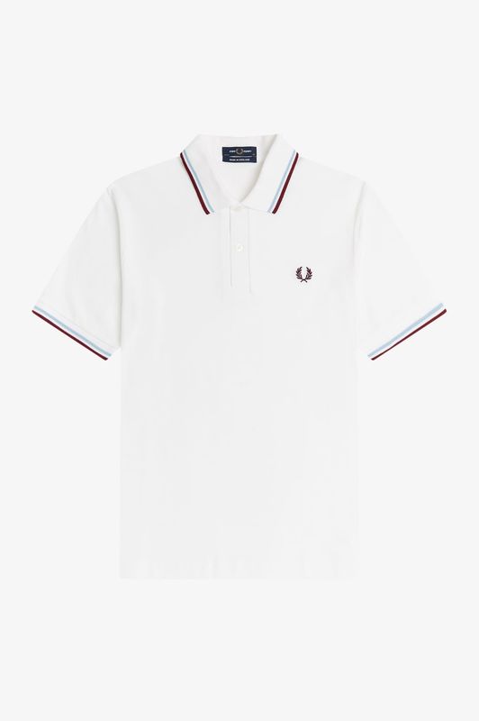 FRED PERRY- Polo Fred Perry Blanco / Hielo / Granate