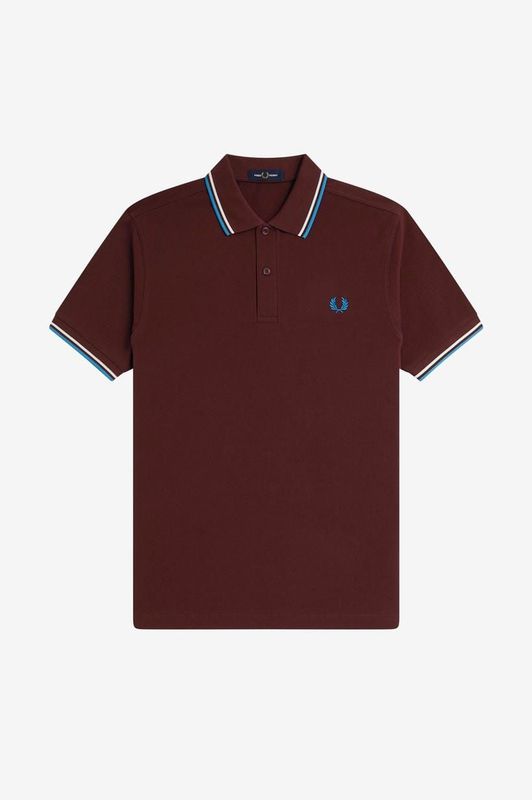 FRED PERRY-  Polo Rojo oscuro / Crudo / Azul cancha