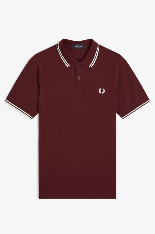 FRED PERRY- Polo Rojo oscuro / Blanco nieve