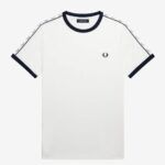 FRED PERRY- Camiseta Ringer blanca con cinta deportiva