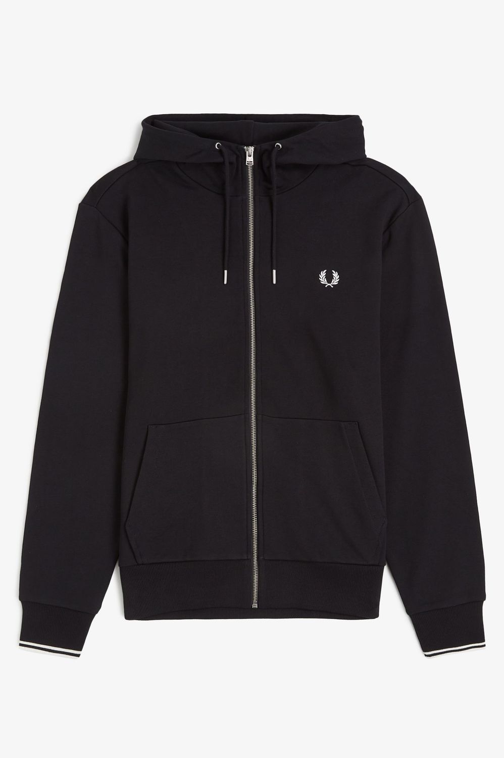 FRED PERRY- Sudadera Negra Con Capucha Y Cremallera Integral
