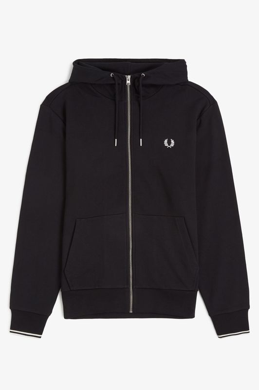 FRED PERRY- Sudadera Negra Con Capucha Y Cremallera Integral