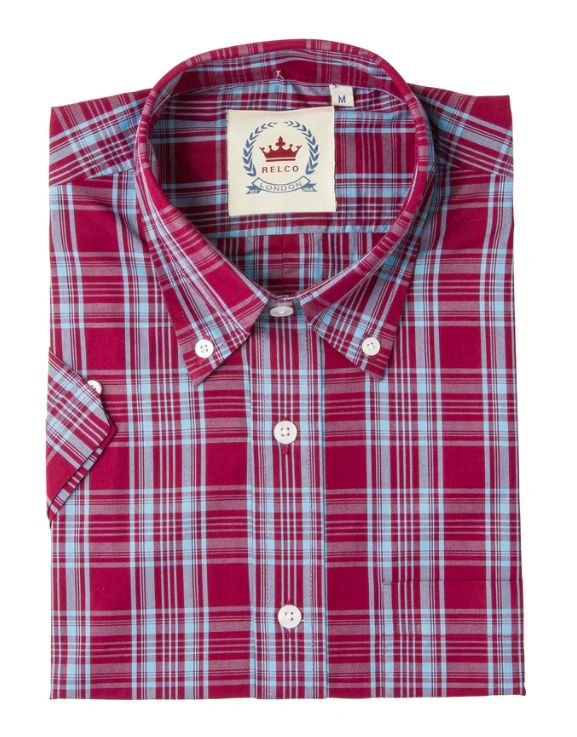 CAMISA RELCO BURGUNDY Y CIELO