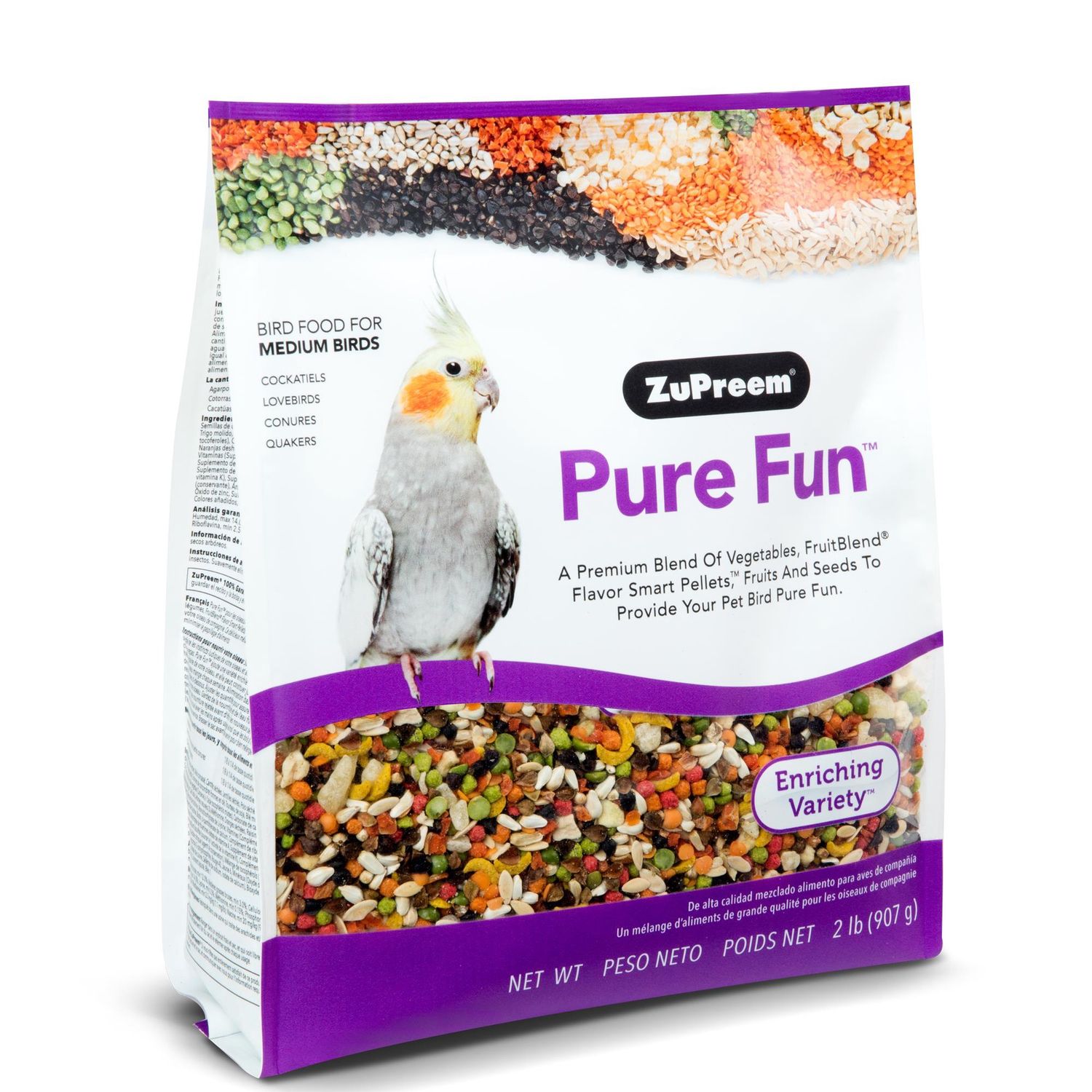 Zupreem Pure Fun Bird Food for Medium Birds, 2 lb bag