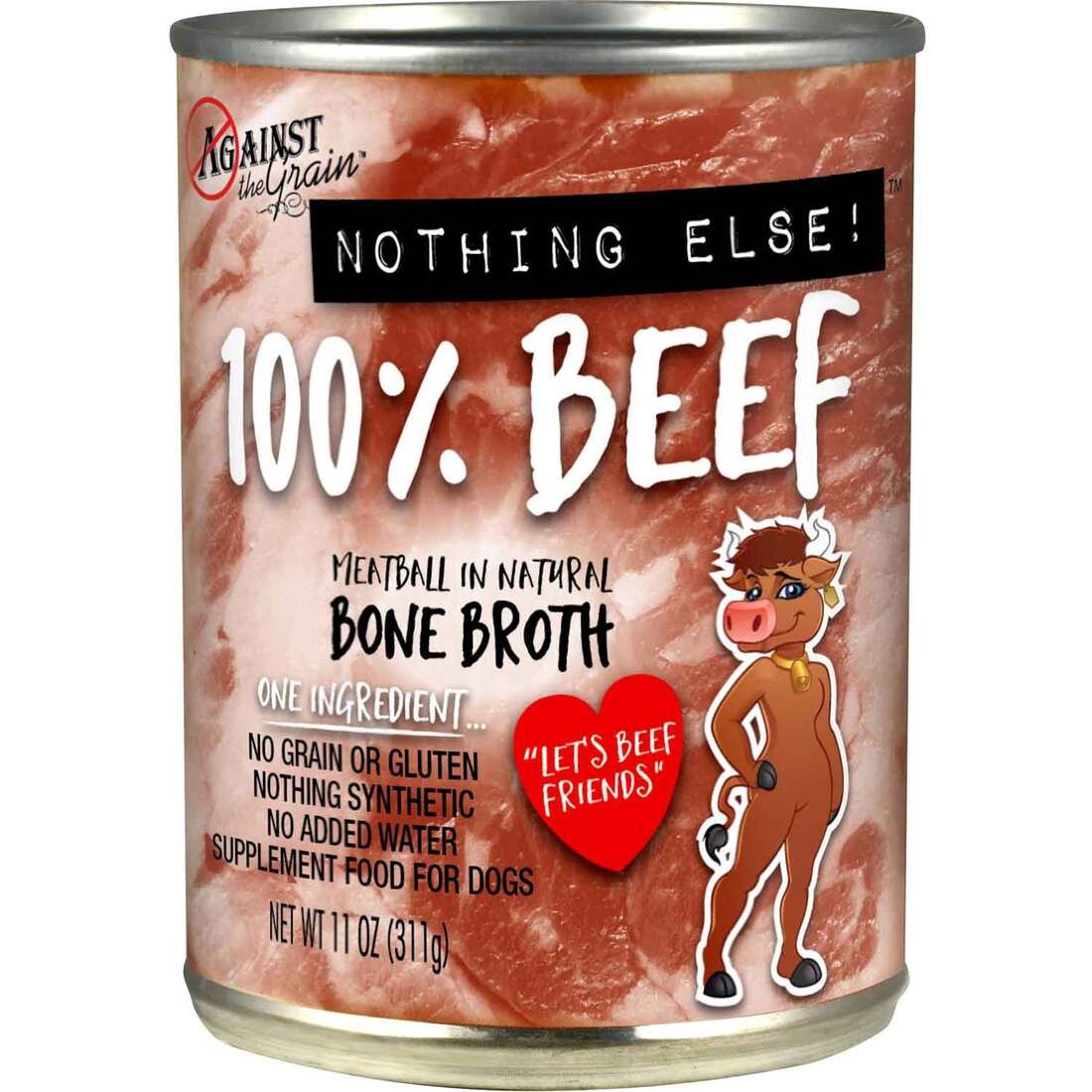 Against The Grain 100% Beef Dog Food Evangers 11oz can, Size: Case of 12