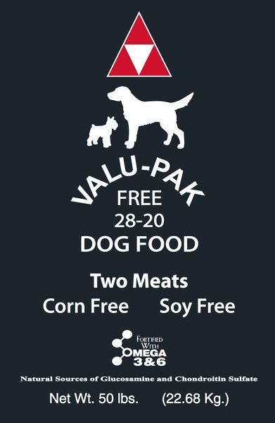 VALU-PAK Black Bag 28/20 All Life Stages Dog Food, Size: 50 lb bag