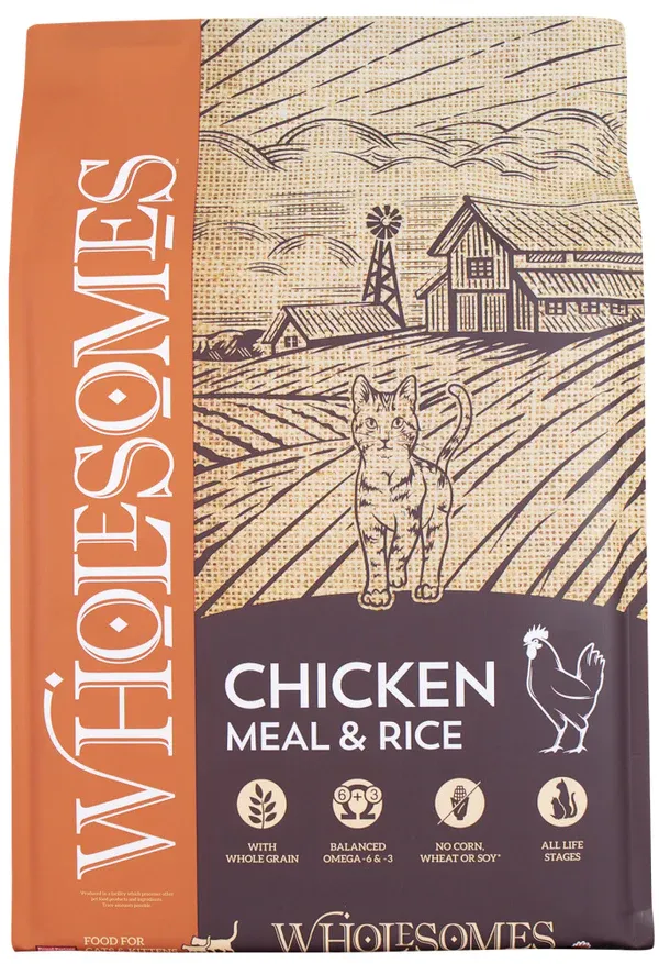 Wholesomes Chicken Meal &amp; Rice Formula Adult Dry Cat Food, 15-lb