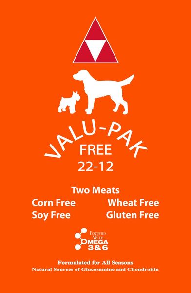 VALU-PAK Free 22/12 Orange Bag Dog Food All Life Stages, Size: 20 lb bag