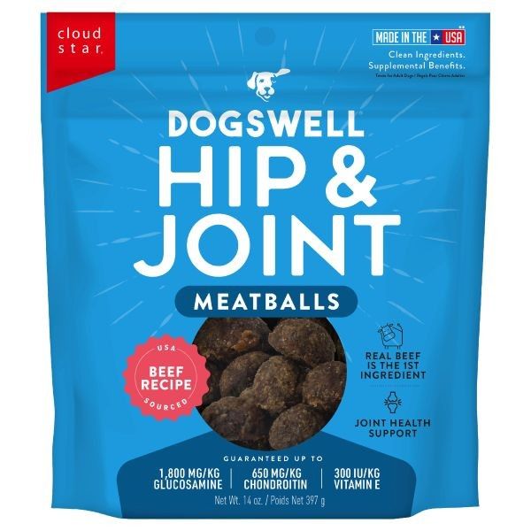 Dogswell Hip &amp; Joint Meatballs Beef Recipe Dog Treats, 14-oz